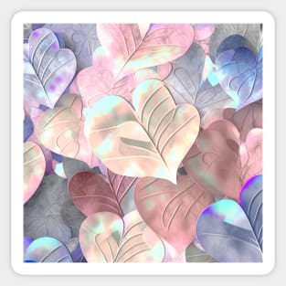 Lovely Leaves Series ! - Beautiful colorful pattern of fall leaves shaped as valentine hearts lithograph Sticker